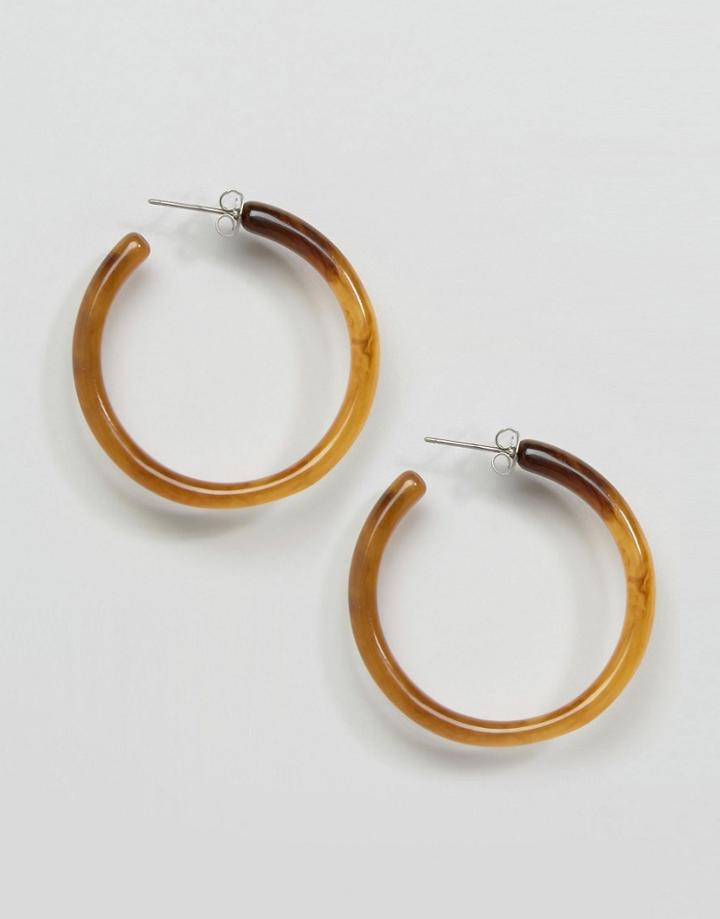 Monki Two Tone Hoop Earring - Brown
