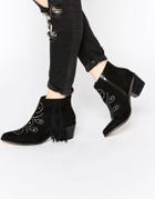 Miss Kg Simone Black Fringed Cowboy Boots - Black