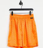 Collusion Unisex Jacquard Shorts In Orange