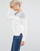Shae Donna Block Color Sweater In Off White - White