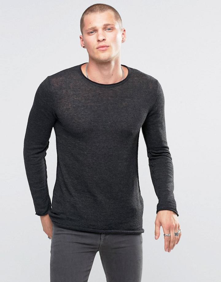 Diesel K-tiger-a Sweater Raw Edge - Black
