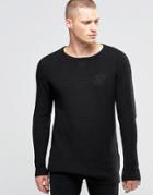 Siksilk Lightweight Sweater With Wide Collar - Black