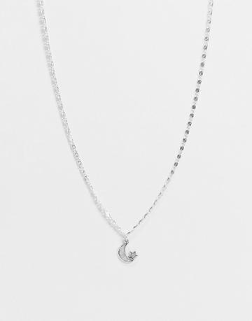 Regal Rose Luna Collar Necklace With Moon Charm In Silver Plate