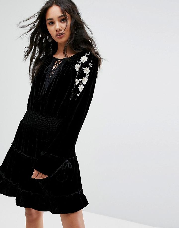 Rahi Cali Slinky Velvet Dress - Black