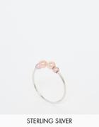 Asos Sterling Silver Double Faux Pearl Ring - Silver Plated
