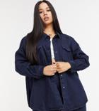 Missguided Plus Oversized Denim Shirt In Blue-blues