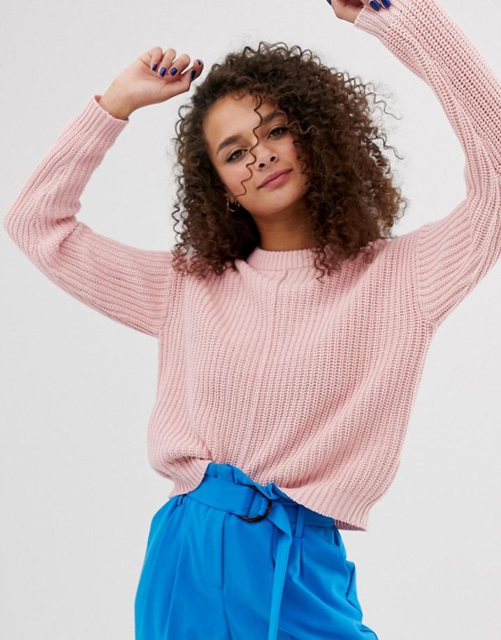 Bershka Seam Front Sweater In Pink - Pink