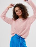 Bershka Seam Front Sweater In Pink - Pink