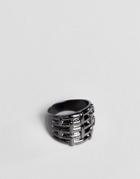 Designb Chunky Ring In Gunmetal - Silver