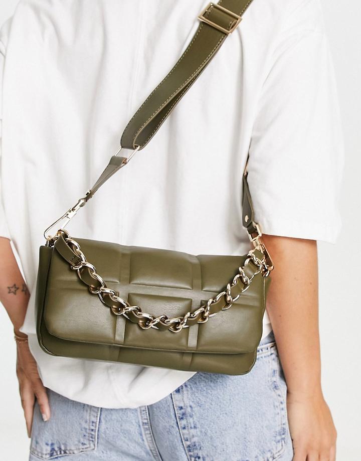 Topshop Cara Quilted Crossbody Bag In Green