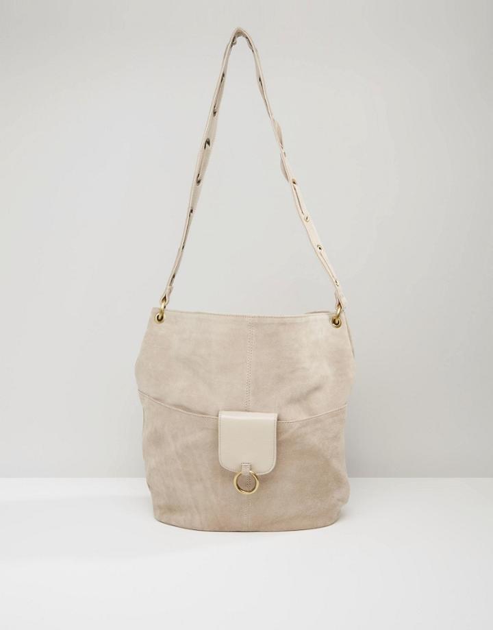 Asos Suede Slouch Shoulder Bag - Mink