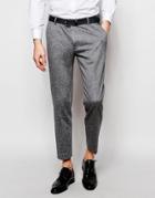 Asos Skinny Cropped Suit Trousers In Grey Fleck Jersey - Gray
