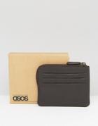 Asos Leather Zip Around Wallet In Brown - Brown