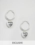Monki Heart Hoop Earrings - Silver