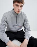 Parlez 1/4 Zip Sweatshirt With Embroidered Sport Bar Logo In Gray - Gray