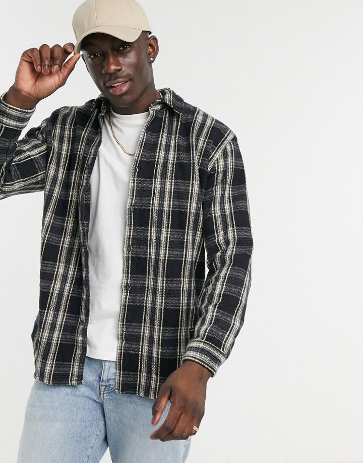 Pull & Bear Check Shirt In Black
