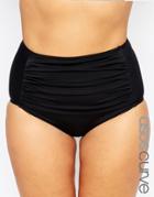 Asos Curve Mix & Match High Waist Bikini Bottom With Ruched Sides With Support - Black