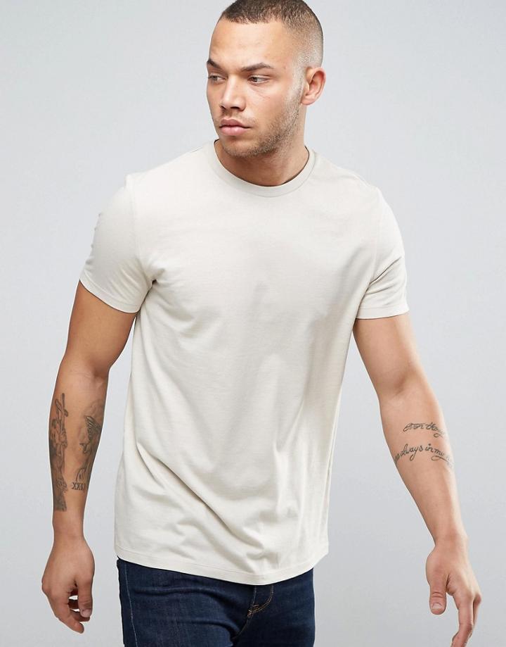 Asos Crew Neck T-shirt In Beige - Beige