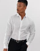 Asos Design Regular Fit Smart Linen Shirt In White - White