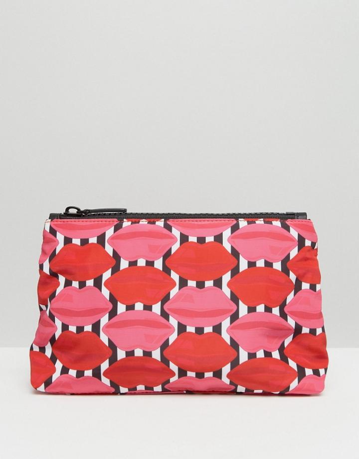 Lulu Guinness Stripe Lip Make-up Bag - Multi