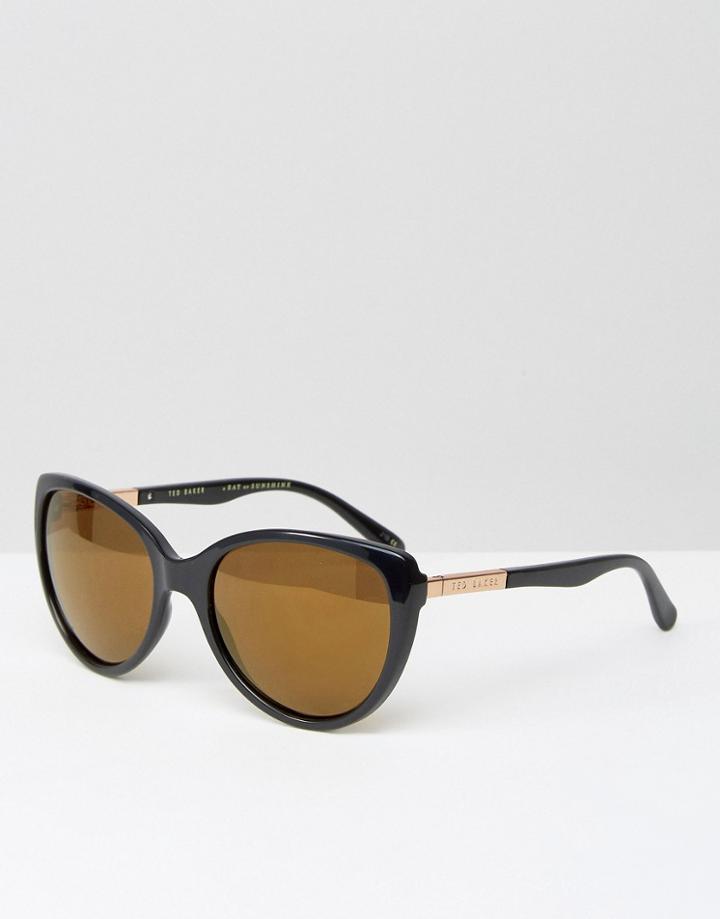 Ted Baker Belle Sunglasses In Black With Mirror Lens - Black