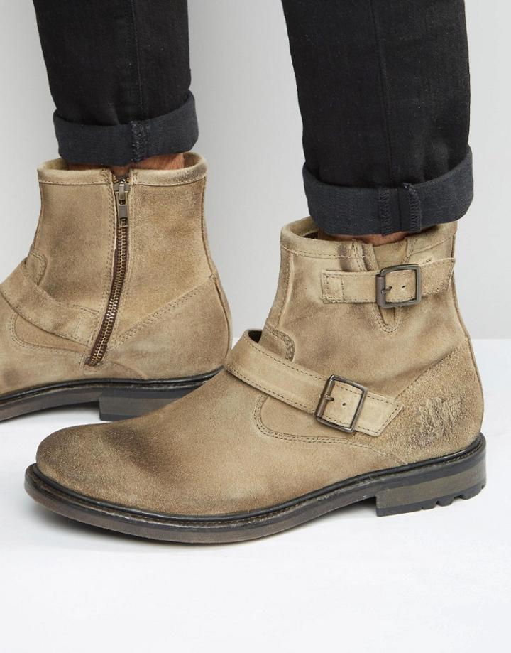 Base London Zinc Suede Biker Boots - Tan