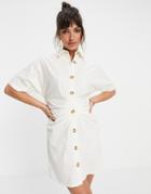 Pretty Lavish Button Up Shirt Mini Dress In Cream-white