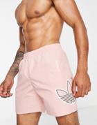 Adidas Originals Sprt Outline Logo Swim Shorts In Light Pink