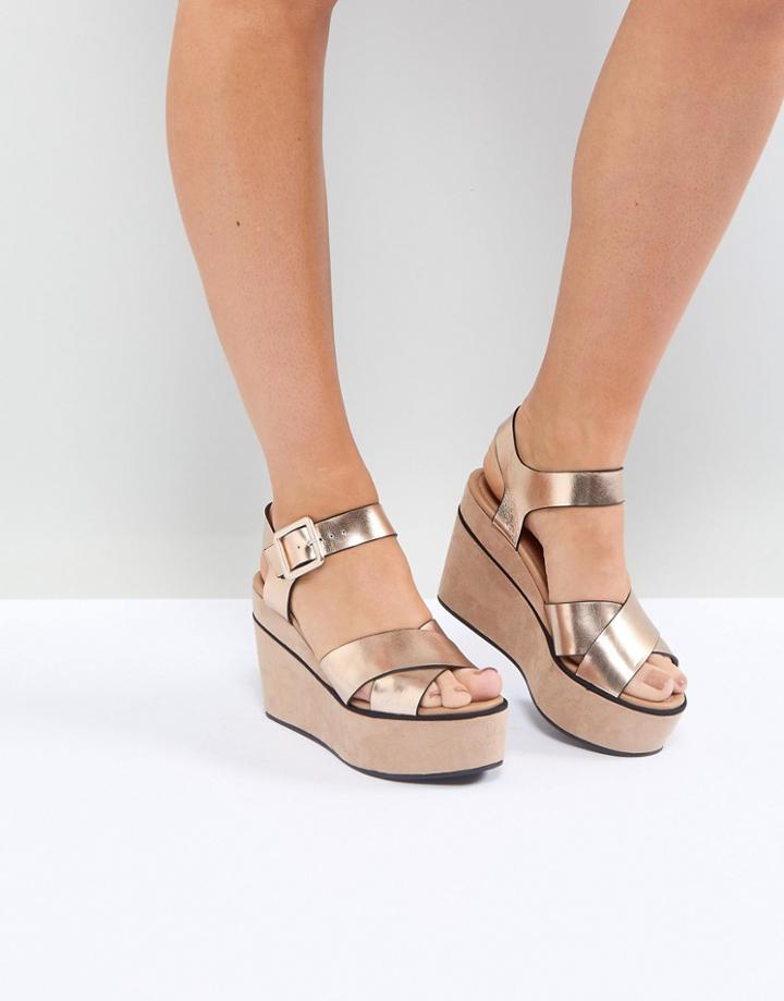 Asos Design Tory Wedge Sandals - Gold