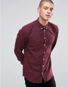 Minimum Pelham Slim Flannel Shirt Buttondown In Slim Fit - Red
