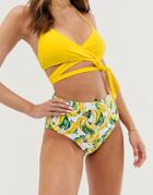 Vero Moda Banana Print High Waisted Bikini Bottoms-multi