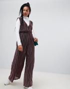 Glamorous Plunge Front Jumpsuit In Glitter Rainbow-pink