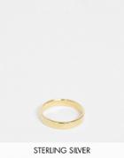 Asos Design Sterling Silver Band Ring In 14k Gold Plate
