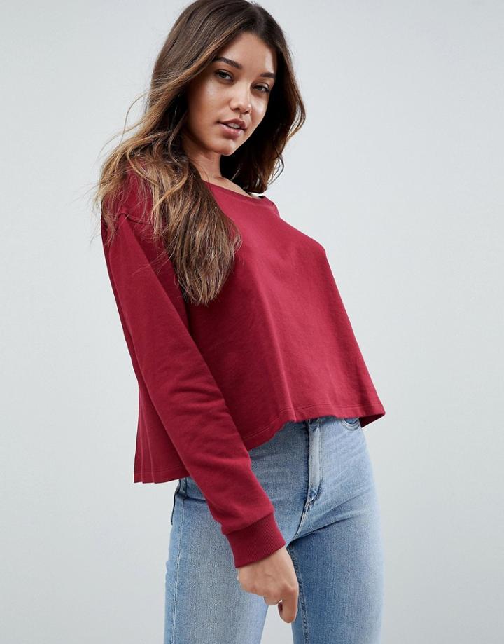 Asos Off Shoulder Boxy Sweatshirt - Red