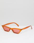 Asos Design Pointy Square Sunglasses - Brown