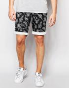 Bellfield Shorts With All Over Botanical Print - Black