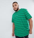 Puma Plus Striped T-shirt In Green Exclusive To Asos - Green