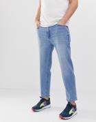 Pull & Bear Vintage Fit Jeans In Light Blue - Black