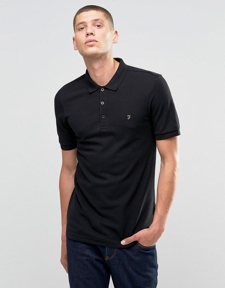 Farah Polo Shirt In Regular Fit In Black - Black