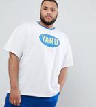 Asos Design Plus Oversized T-shirt With Yard Text Print And Contrast Ringer - White