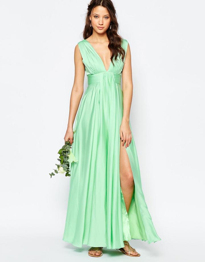 Fame And Partners Tall Valencia Maxi Dress With Cut Out Back - Mint