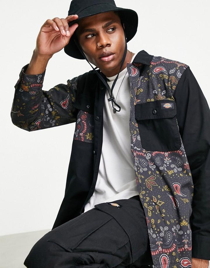 Dickies Reworked Paisley Shirt In Black