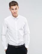 Asos Smart Shirt In White With Curve Collar And Long Sleeves - White