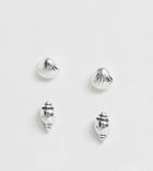 Kingsley Ryan Sterling Silver Shell Stud Earrings - 2 Pack
