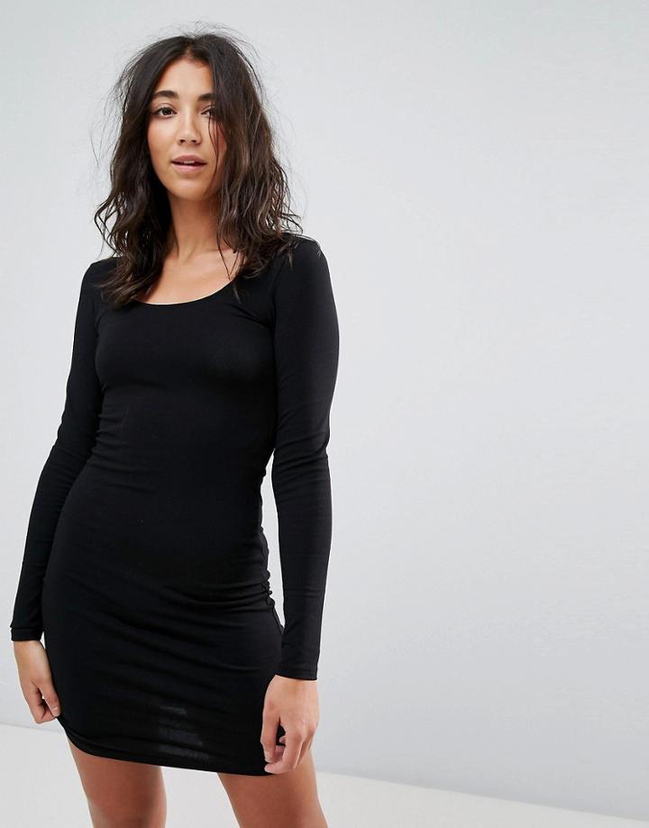 Miss Selfridge Scoop Neck Bodycon Dress - Black