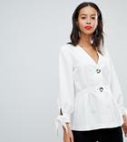 Y.a.s Tall Blouse With Gathered Waist And Balloon Sleeves - White