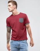 Brave Soul Multi Spot Pocket T-shirt - Red