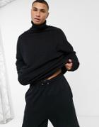 Asos Design Extreme Oversized Turtleneck Sweatshirt In Black