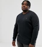 Farah Tim Crew Neck Marl Sweat In Black