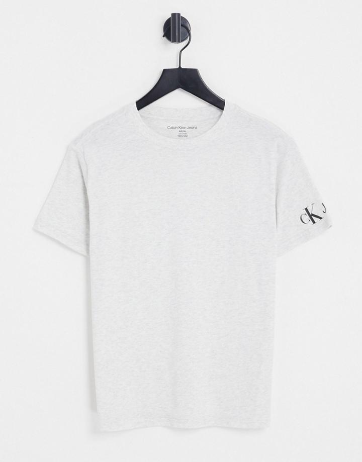 Calvin Klein Jeans Minimal Logo T-shirt In Gray